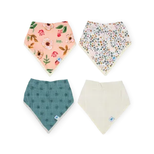 Cotton Muslin   Fleece Bandana Bib 4 Pack - Vintage Floral