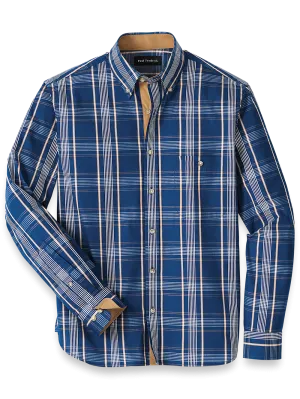Cotton Plaid Casual Shirt - Blue