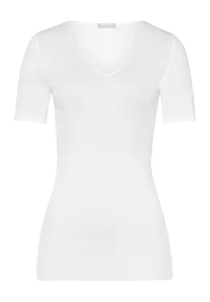 Cotton Seamless Fitted Cotton V-Neck Top | White 71603-101