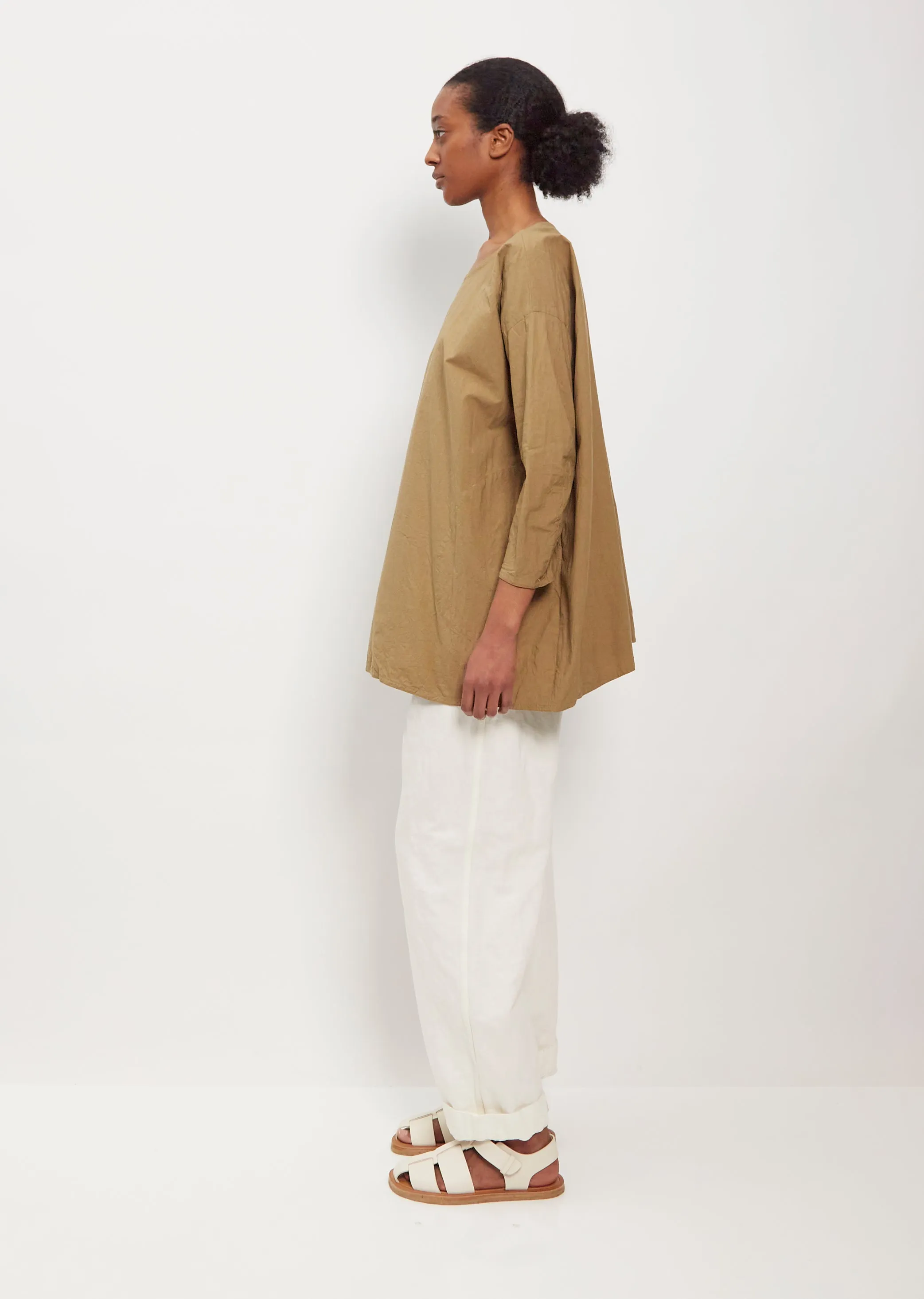 Cotton Tunic Top — Beige