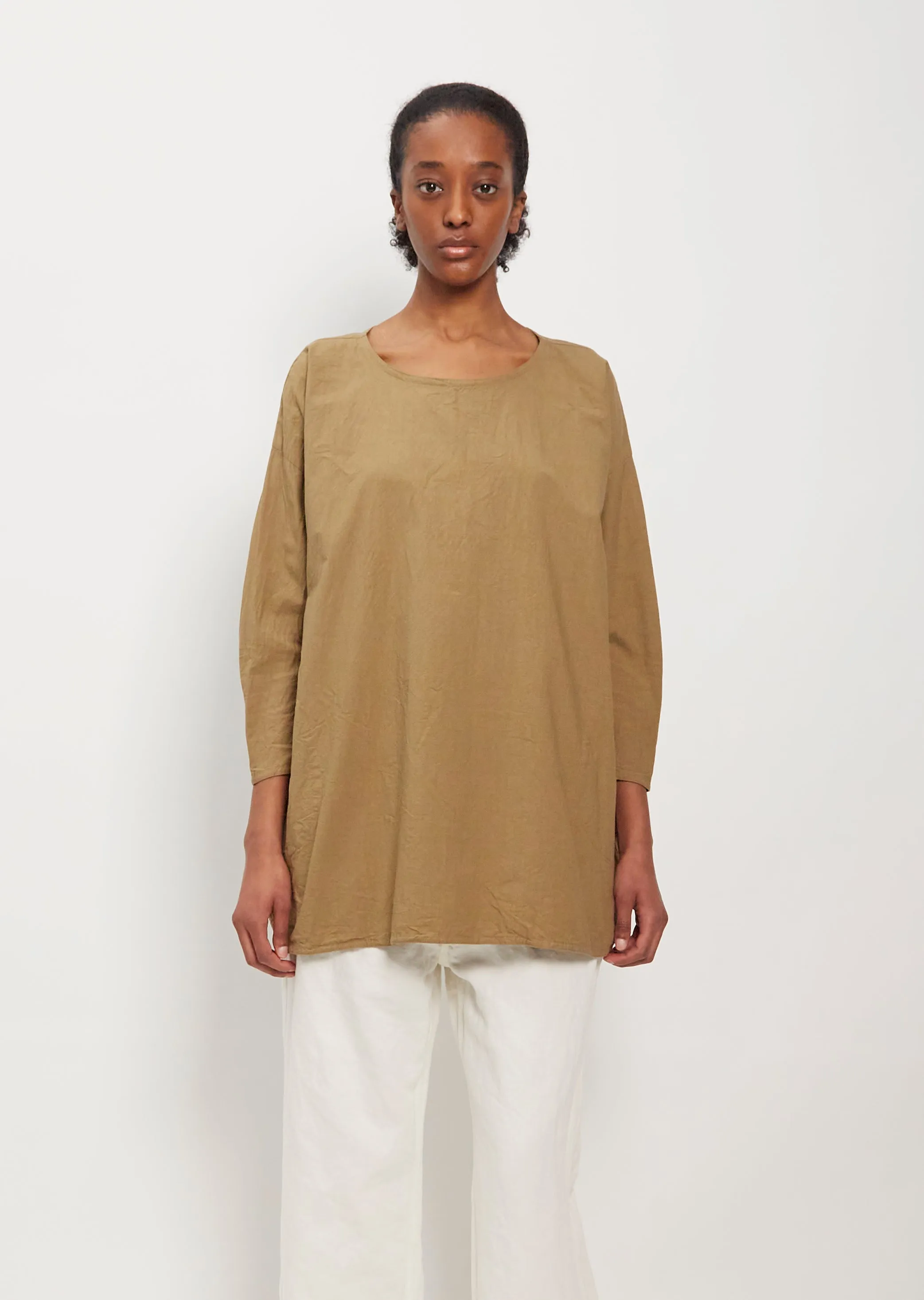 Cotton Tunic Top — Beige