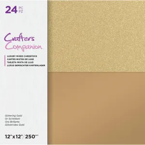 Crafter's Companion Mixed Cardstock Pad 12"x 12" 24 pack - Glittering Gold