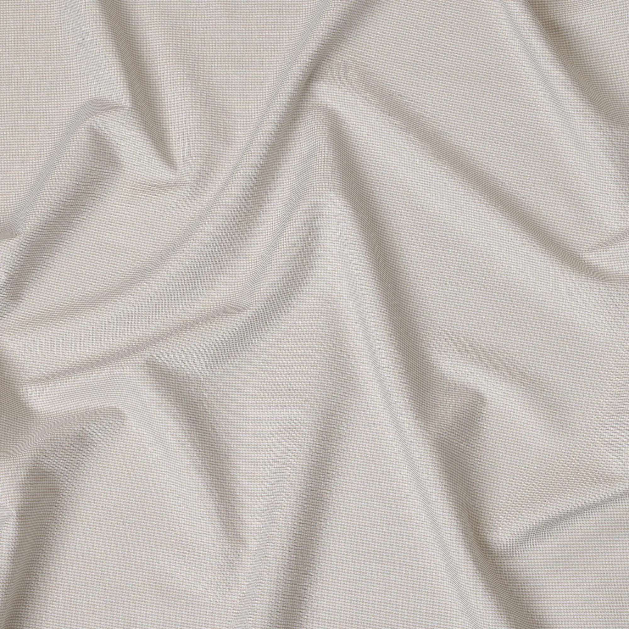 Cream & Light Blue Mini Checkered 100% Cotton Shirting Fabric, 150 cm Width, Made in Italy-D20502