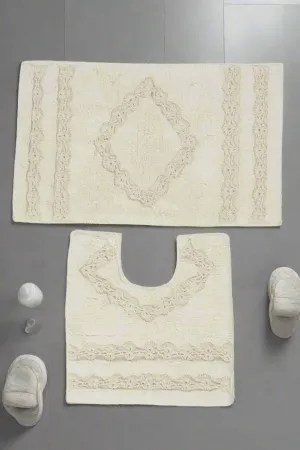 Cream Crochet Bathmat (2 Piece)