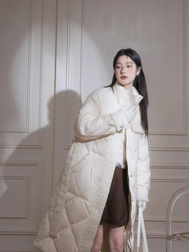 Cream yellow long down jacket【s0000005840】
