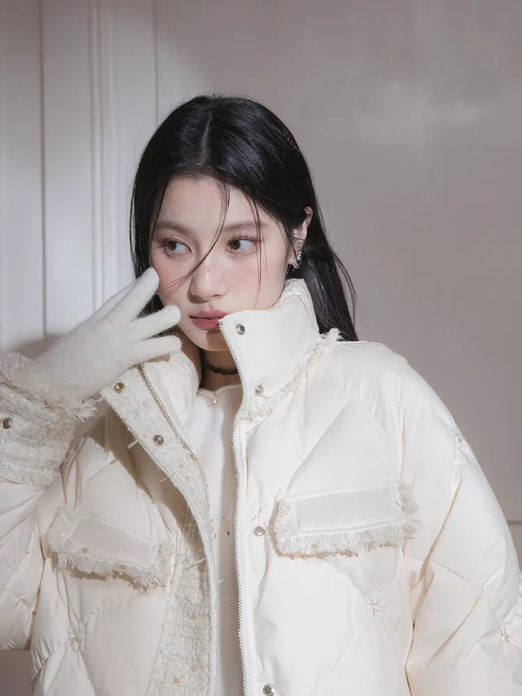Cream yellow long down jacket【s0000005840】