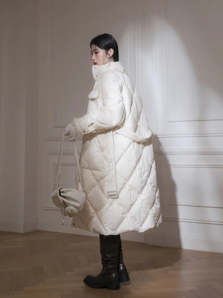 Cream yellow long down jacket【s0000005840】