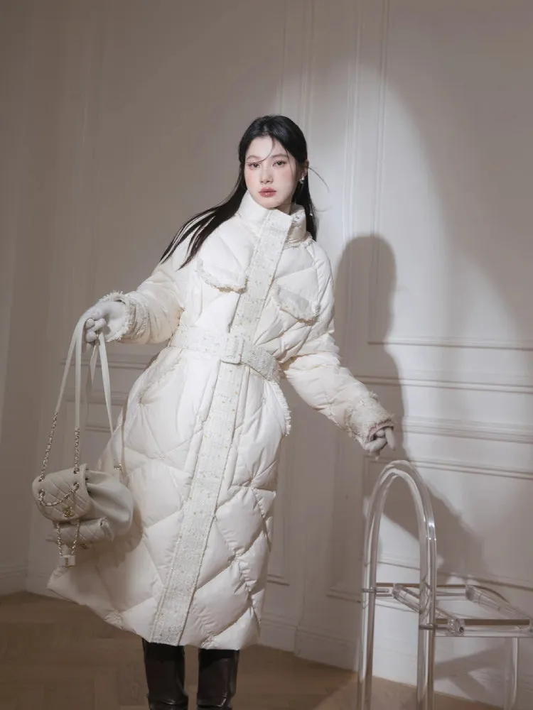 Cream yellow long down jacket【s0000005840】