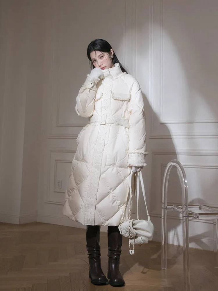 Cream yellow long down jacket【s0000005840】