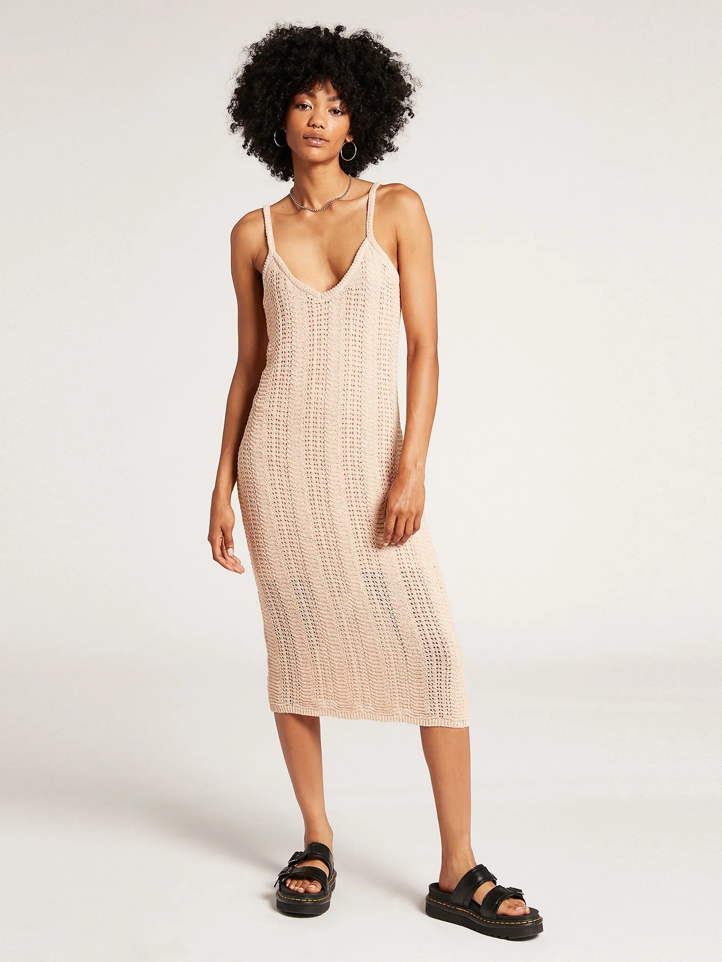 Crochet All Day Midi Dress - Mushroom