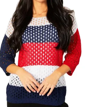 Crochet Striped Crew in Multi | Multi