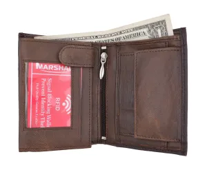 Crocodile Pattern RFID Blocking Premium Leather European Style Bifold Trifold Wallet with ID Window RFIDP518CR (C)