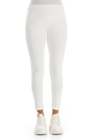 Cropped Off White Cotton Leggings
