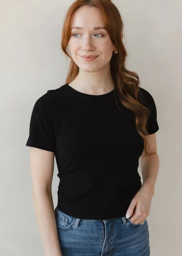 Cropped Short-Sleeve Top | Black, Sandshell