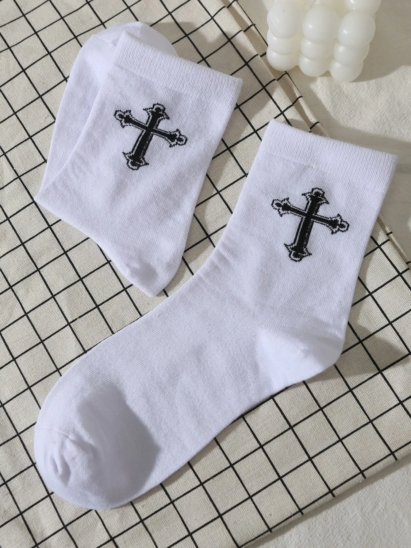 Cross Pattern Crew Socks for Women Fun Socks Funky Socks Novelty Socks