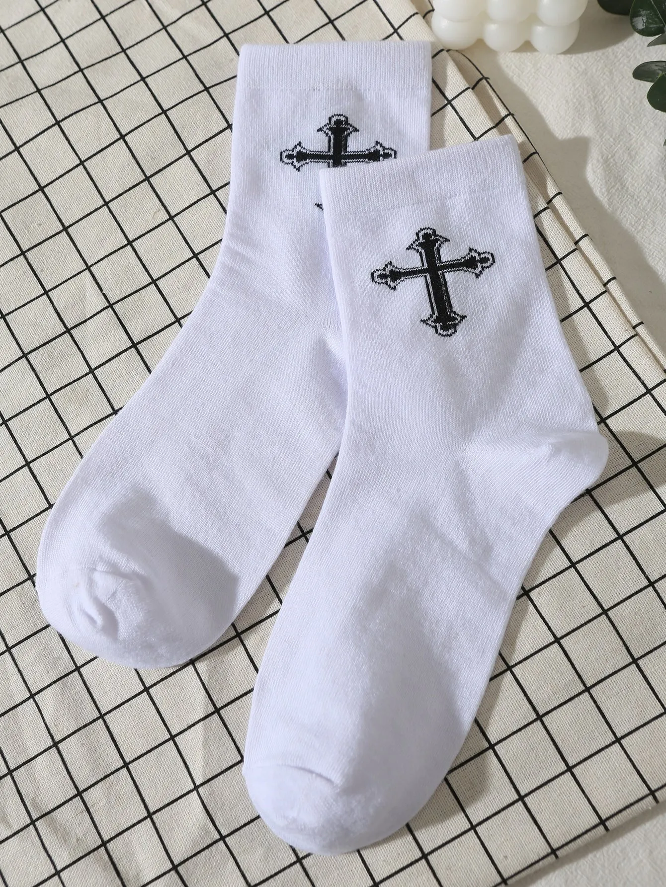 Cross Pattern Crew Socks for Women Fun Socks Funky Socks Novelty Socks
