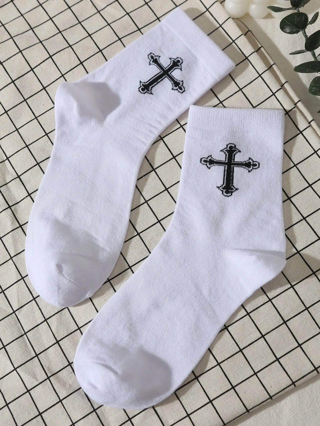 Cross Pattern Crew Socks for Women Fun Socks Funky Socks Novelty Socks