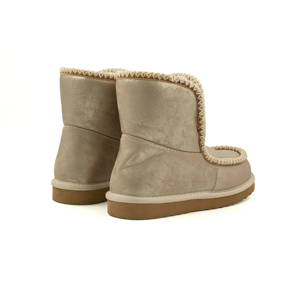 Crown Vintage Sylvesa Snow Boots Fabric Gold Colour For Women