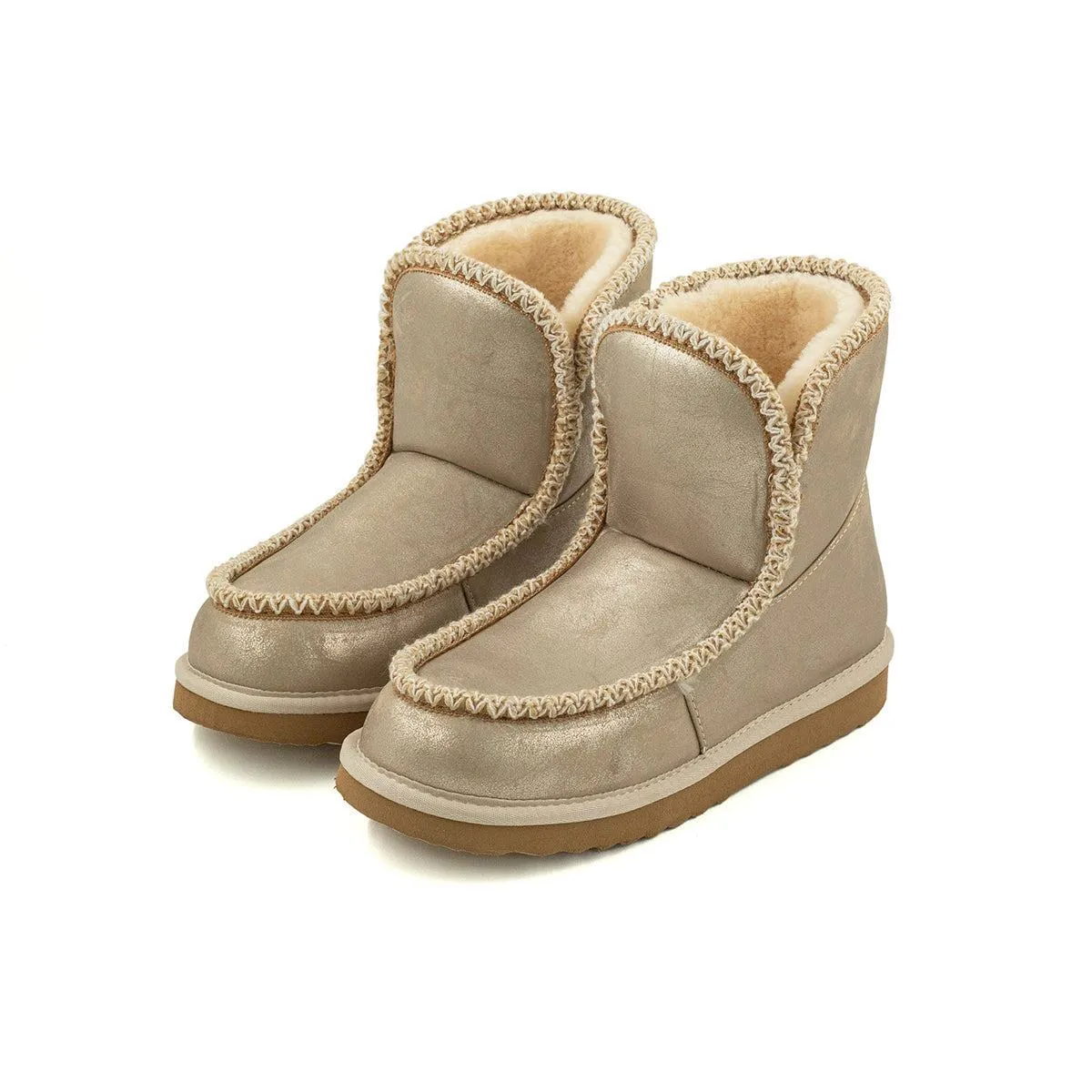 Crown Vintage Sylvesa Snow Boots Fabric Gold Colour For Women