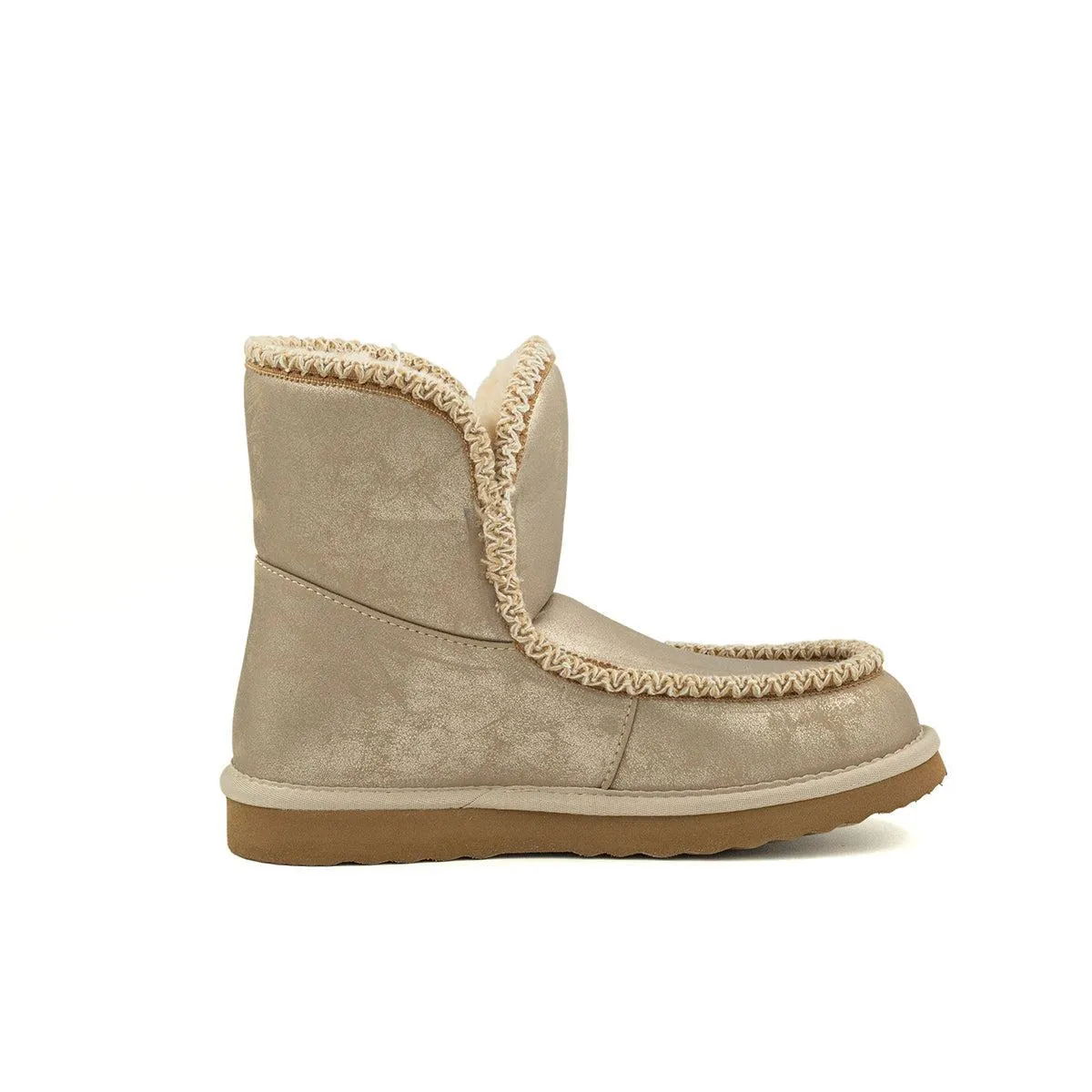 Crown Vintage Sylvesa Snow Boots Fabric Gold Colour For Women