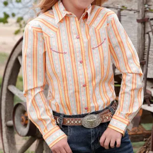 Cruel Girl's Orange Pink Blue Stripe Shirt