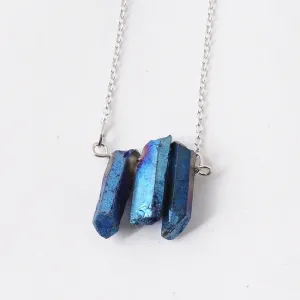 Crystal pendant necklaces silver chain quartz stone necklace women jewelry