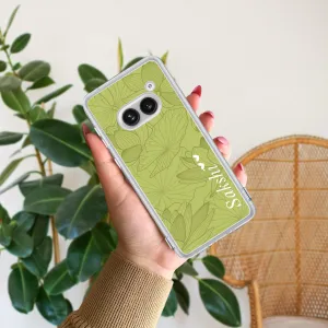Customized luxury Mint Green leaves Transparent Silicon Case For Nothing