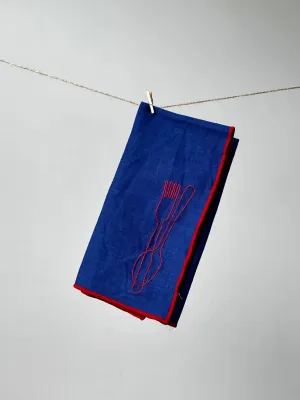 Cutlery Embroidered Linen Napkin Set