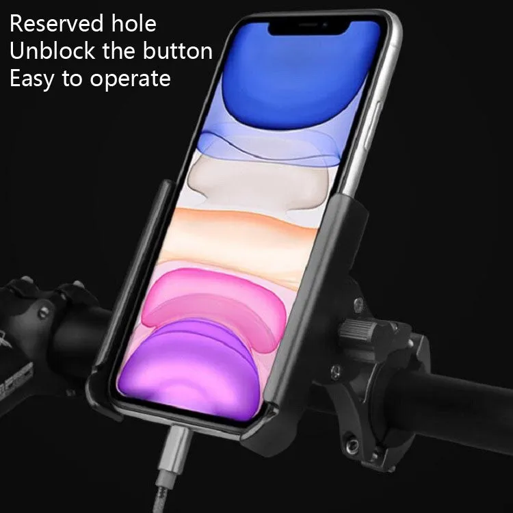 CYCLINGBOX Aluminum Alloy Mobile Phone Holder Bicycle Riding Takeaway Rotatable Metal Mobile Phone Bracket, Style:Handlebar Installation(Titanium)