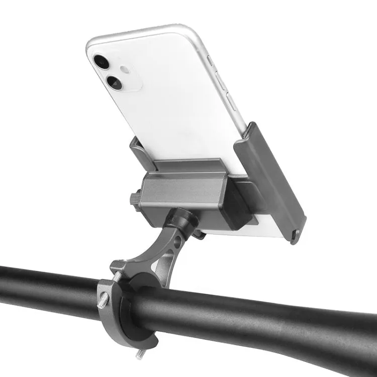 CYCLINGBOX Aluminum Alloy Mobile Phone Holder Bicycle Riding Takeaway Rotatable Metal Mobile Phone Bracket, Style:Handlebar Installation(Titanium)