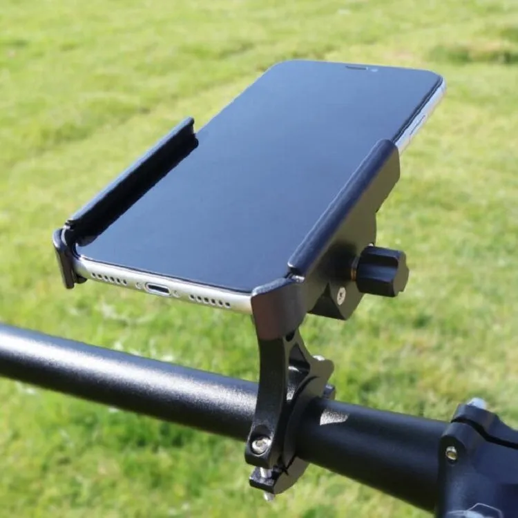 CYCLINGBOX Aluminum Alloy Mobile Phone Holder Bicycle Riding Takeaway Rotatable Metal Mobile Phone Bracket, Style:Handlebar Installation(Titanium)