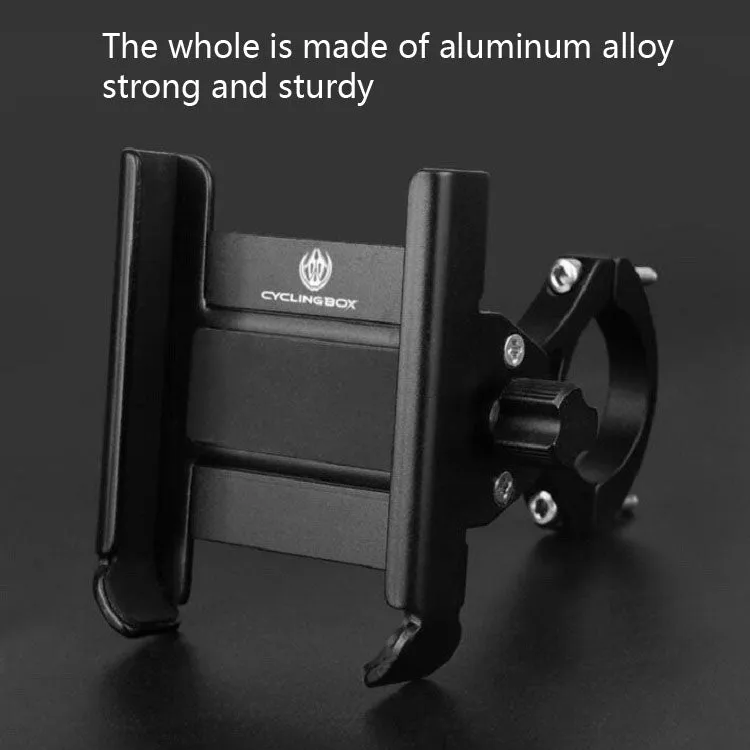 CYCLINGBOX Aluminum Alloy Mobile Phone Holder Bicycle Riding Takeaway Rotatable Metal Mobile Phone Bracket, Style:Handlebar Installation(Titanium)