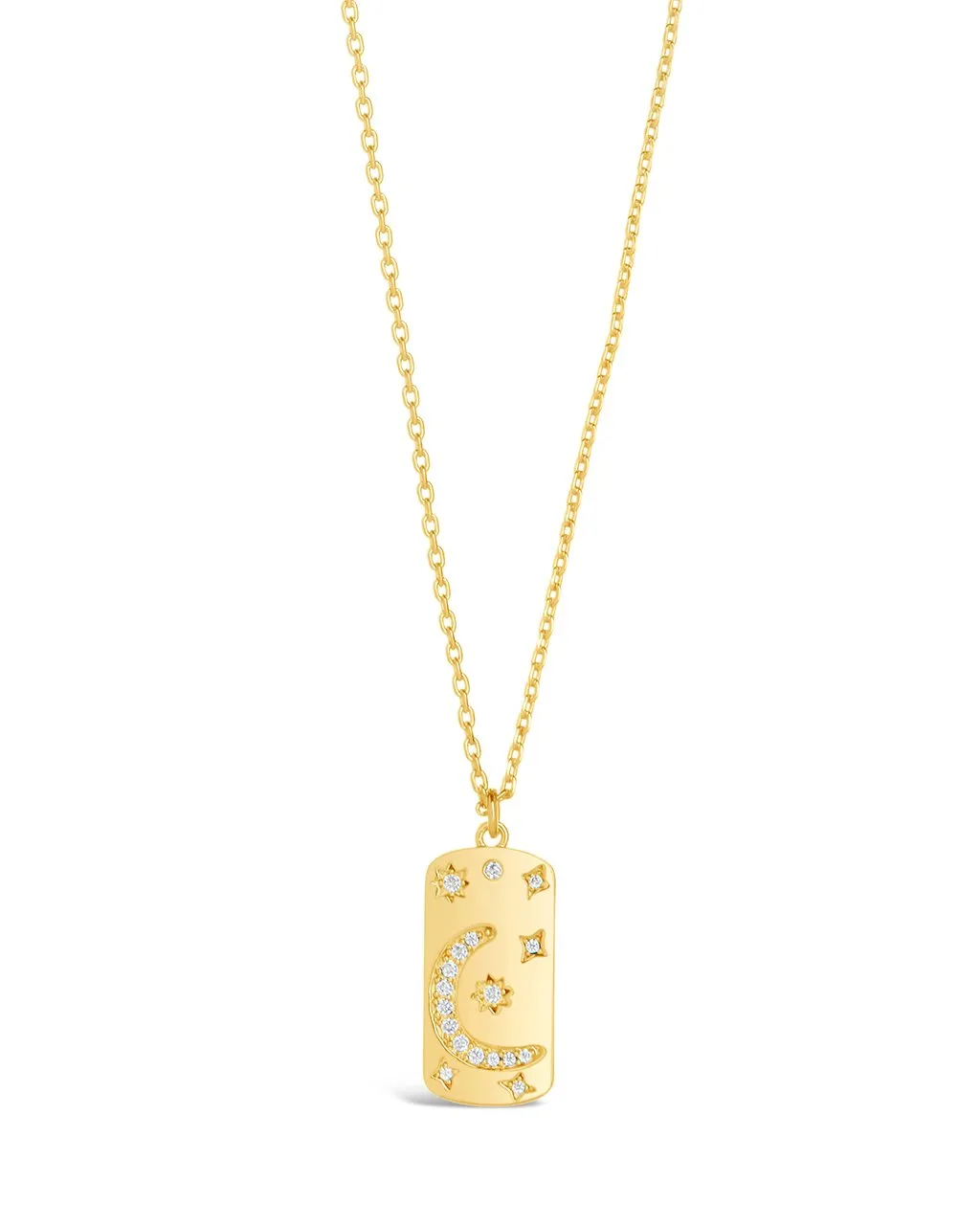 CZ Celestial Dog Tag Pendant Necklace