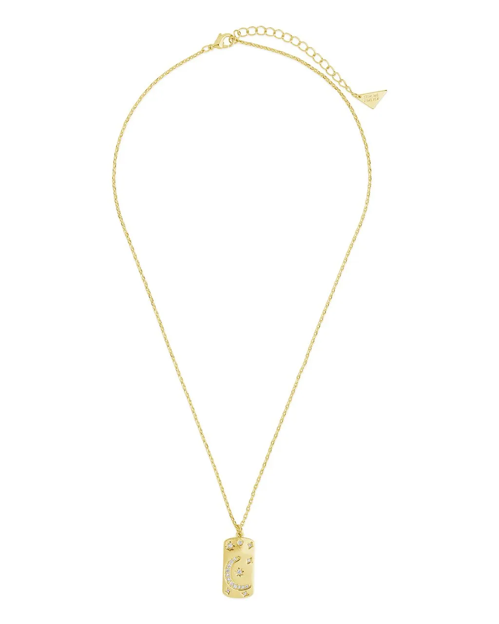 CZ Celestial Dog Tag Pendant Necklace
