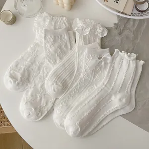 Dainty White Lace Socks
