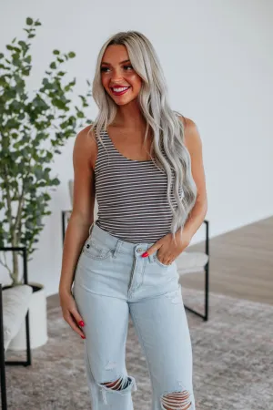Daniela Striped Tank - Mocha