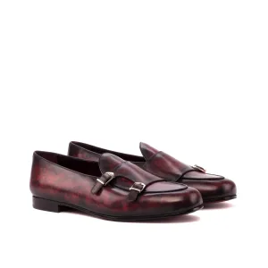 DapperFam Rialto in Burgundy Men's Hand-Painted Patina Monk Slipper