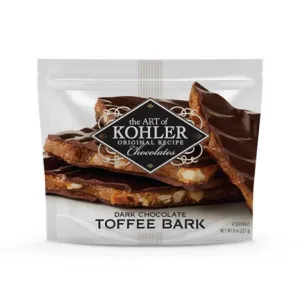 DARK CHOCOLATE TOFFEE BARK. 8OZ. 