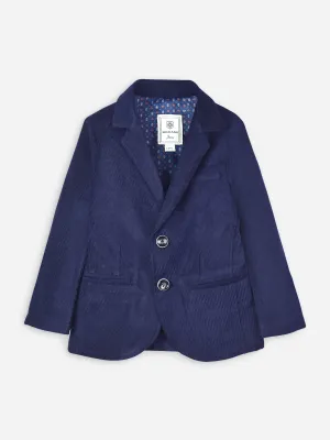 Dark Purple Velvet Striped Kids Blazer