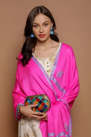 Daur Border Embroidery Neon Pashmina Shawl