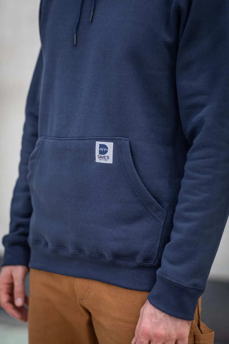 Dave’s New York Men&#39;s Midweight Pullover Hooded Sweatshirt - Navy
