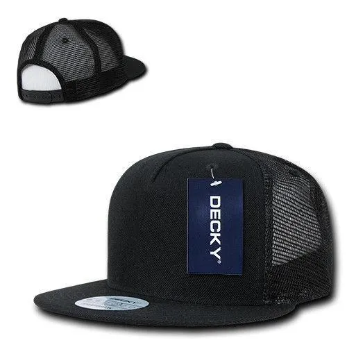 Decky Flat Bill Baseball Mesh Trucker 5 Panels Solid Camouflage Caps Hats