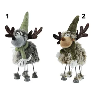 Decoris 26cm Fuzzy Reindeer With Hats & Scarves