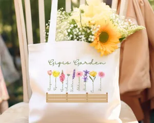 Delicate Personalized Flower Cotton Canvas Tote Bag