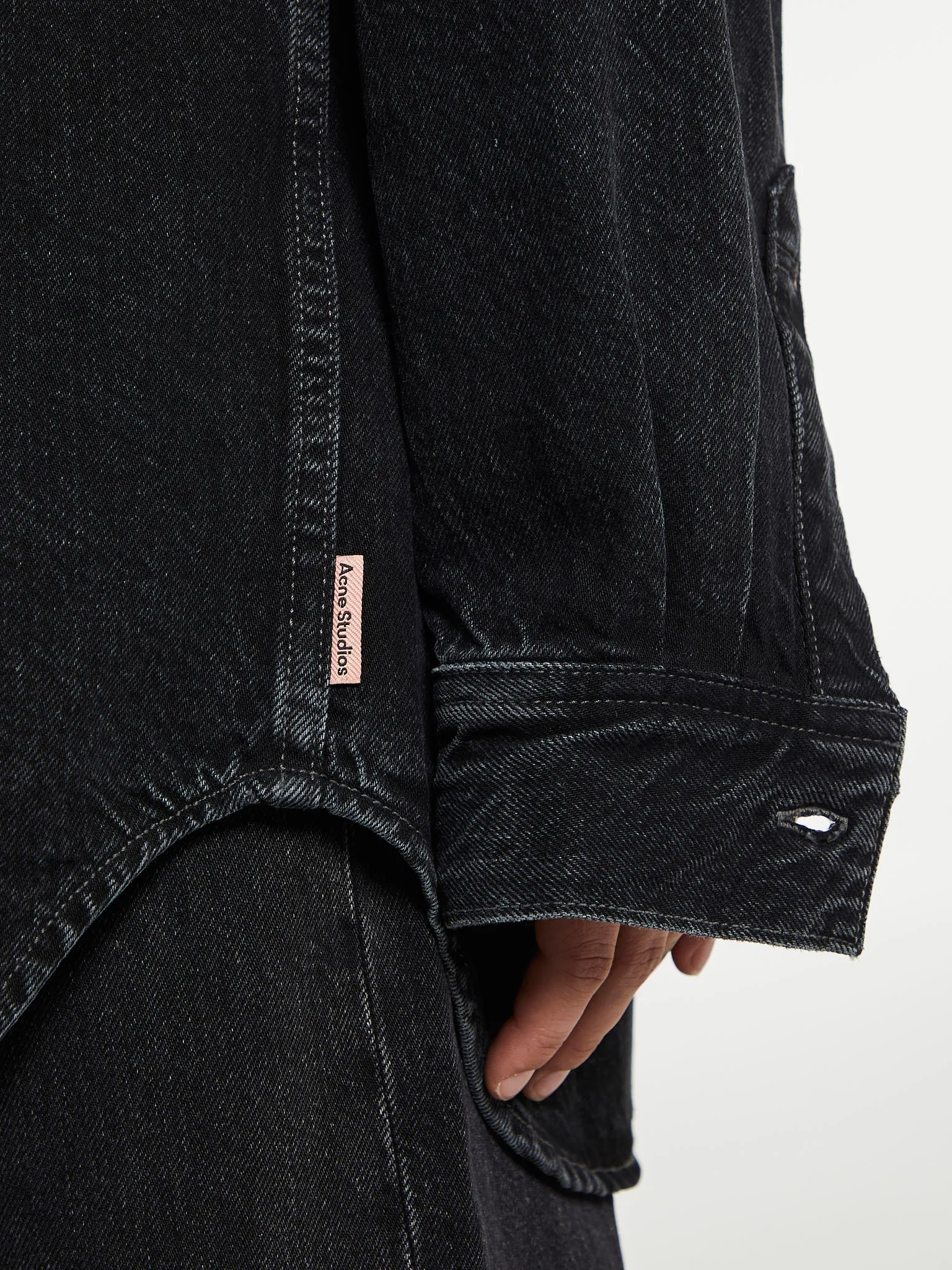 Denim Button-Up Shirt in Black