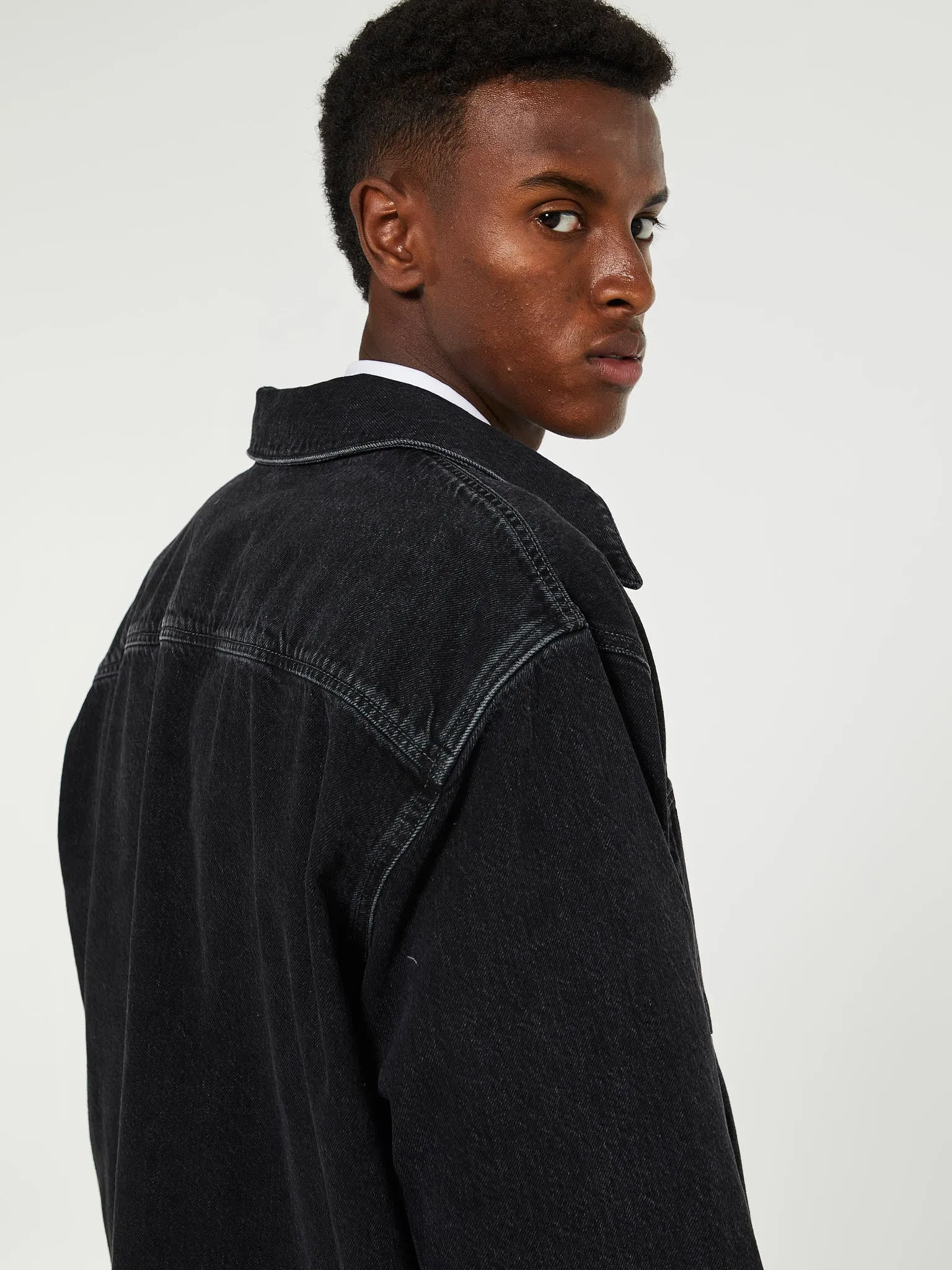 Denim Button-Up Shirt in Black