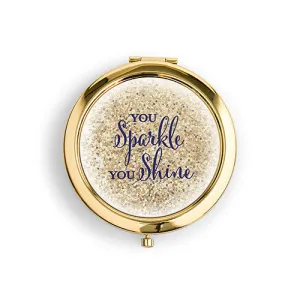 Designer Compact Mirror - Sparkle Shine Print Gold Gold