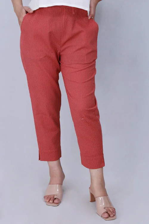 Dharan 'Coral Narrow Pant' Coral Woven Pants