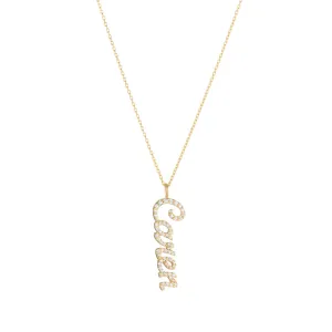 Diamond Pavé Personalized Script Letter Pendant Necklace