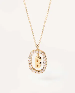 Diamonds and Gold Letter B Necklace